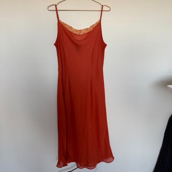 Lennie New York Womens Lace Trim Slip Dress 16 Orange Romantic Y2K Lingeriecore - Picture 6 of 6